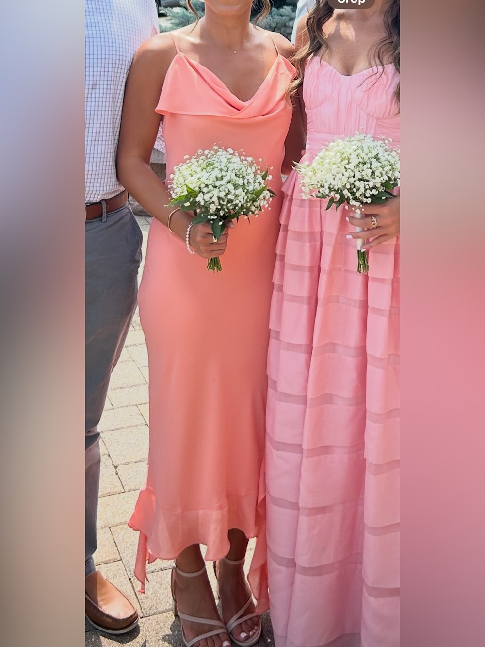 Coral Satin Cowl Neck Bridesmaid Dress from Anthropology